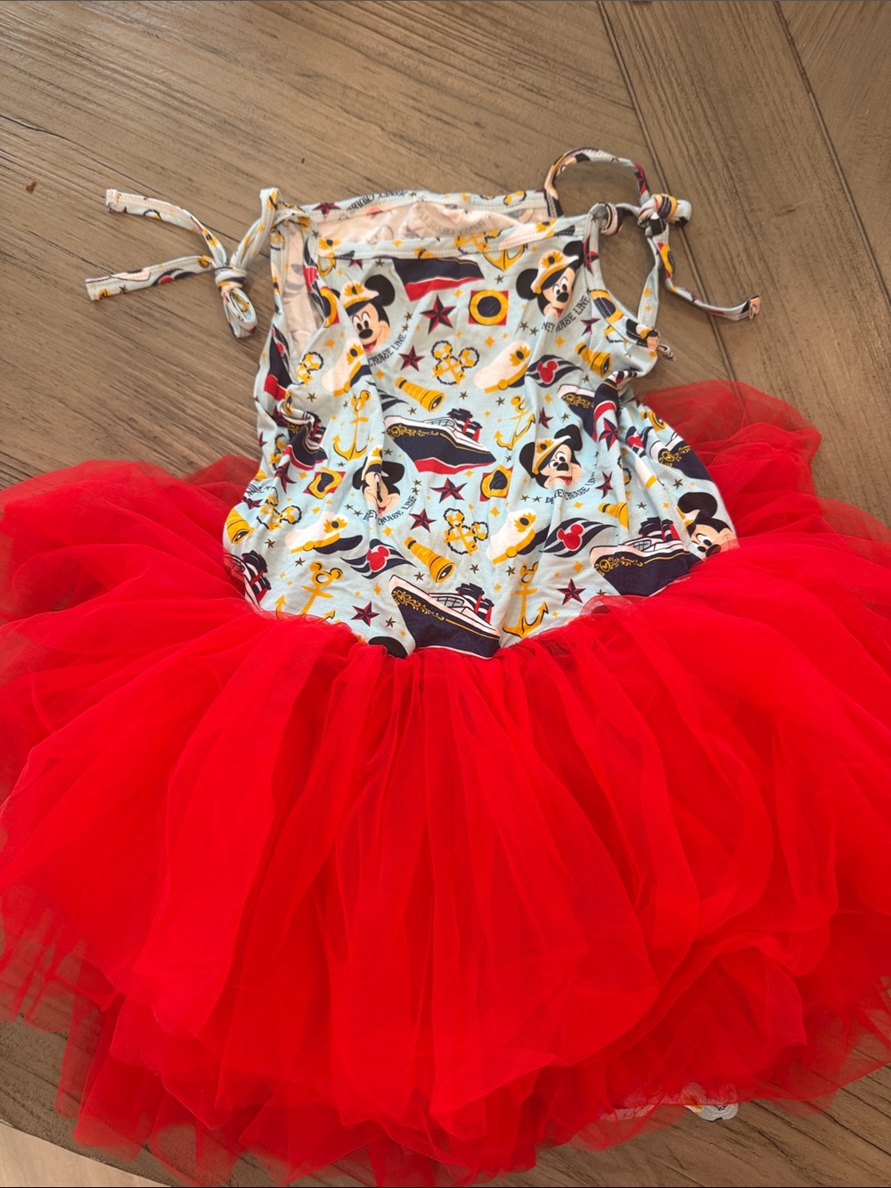 Children's Red Tulle Costume Dress with Character Print